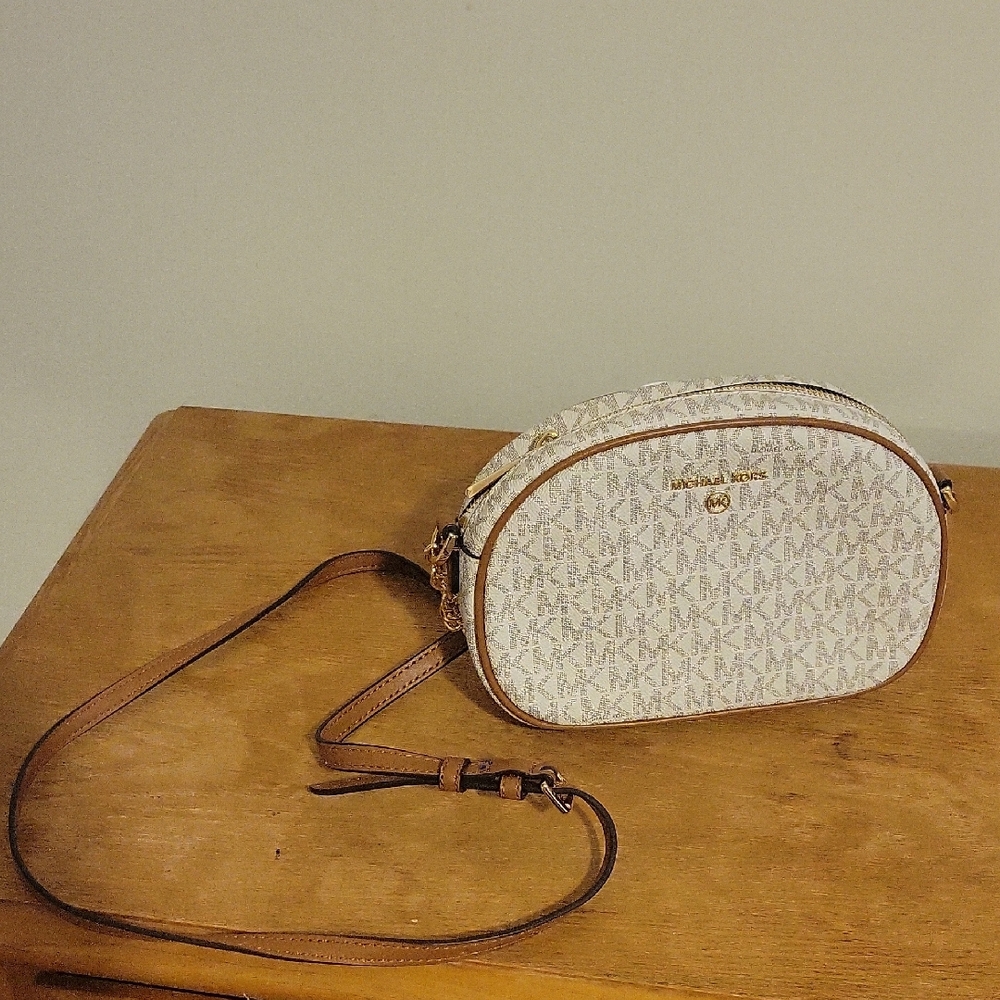 Michael Kors Cream and Tan Crossbody Bag